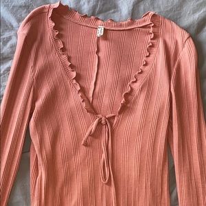 Free People Orange Ruffled Top